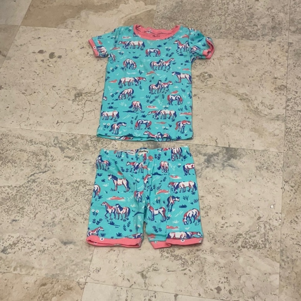 Hatley Blue and Pink Pajama Set with Cartoon Print
